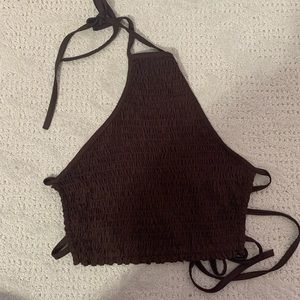 Ruched Brown Halter Top
